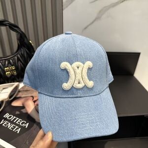 Celine Triomphe Light Wash Denim Baseball Cap